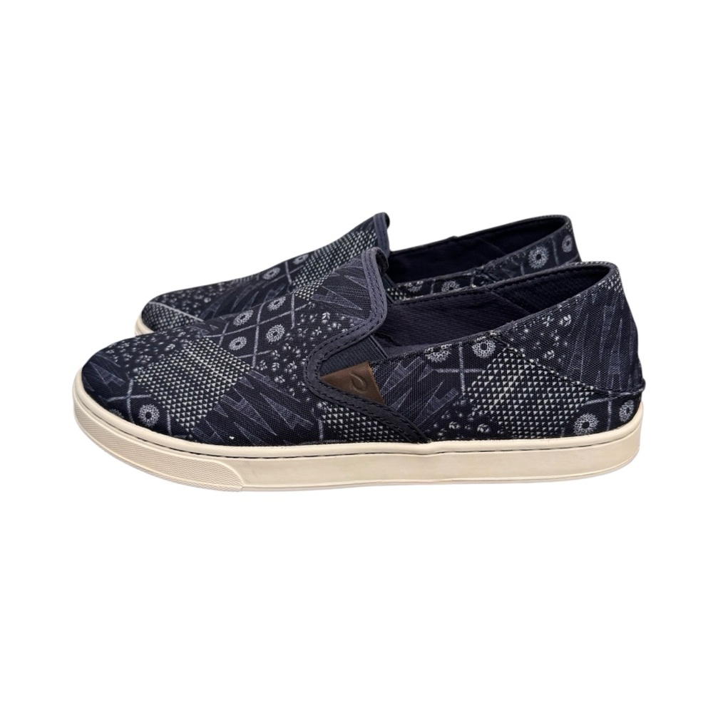 Olukai PEHUEA PA'I French Blue Patch Hawaiian Inspired Slip On Sneakers W Size 8